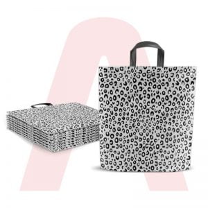 Sacola Alça Fita Decorada Onça Preto e Branco