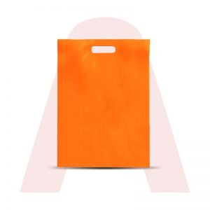 Sacolas em Polietileno Alta Densidade Alça Vazada Laranja 20x30x0,15