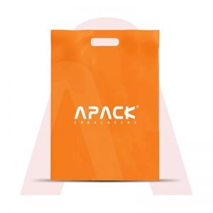 Sacola em Polietileno Alta Densidade Alça Vazada Laranja Personalizada