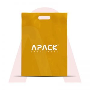 Sacola em Polietileno Alta Densidade Alça Vazada Ouro Personalizada