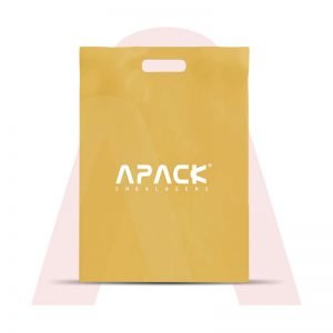 Sacolas em Polietileno Baixa Densidade Alça Vazada Ouro Personalizado