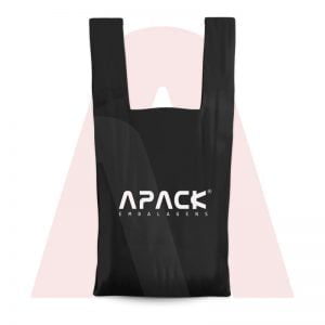 Sacola Polietileno Alta Densidade Alça Camiseta Preta