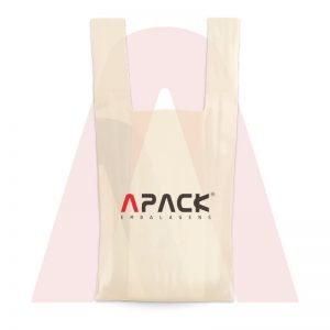 Sacola Polietileno Baixa Densidade Alça Camiseta Creme Personalizada